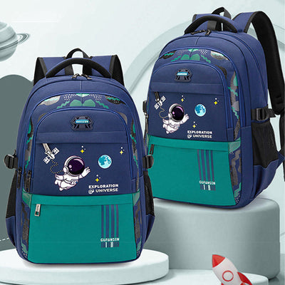 Astronaut Pattern Backpack For School Lightweight Breathable Fabric Schoolbag