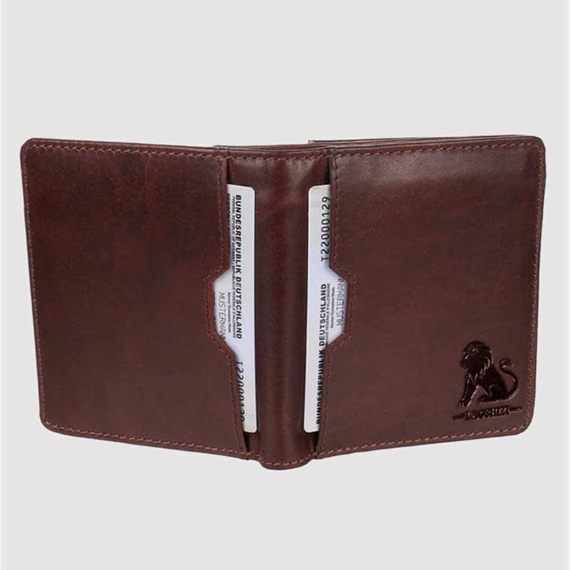 Genuine Leather Wallet for Men Bifold Retro Wallet with ID Window