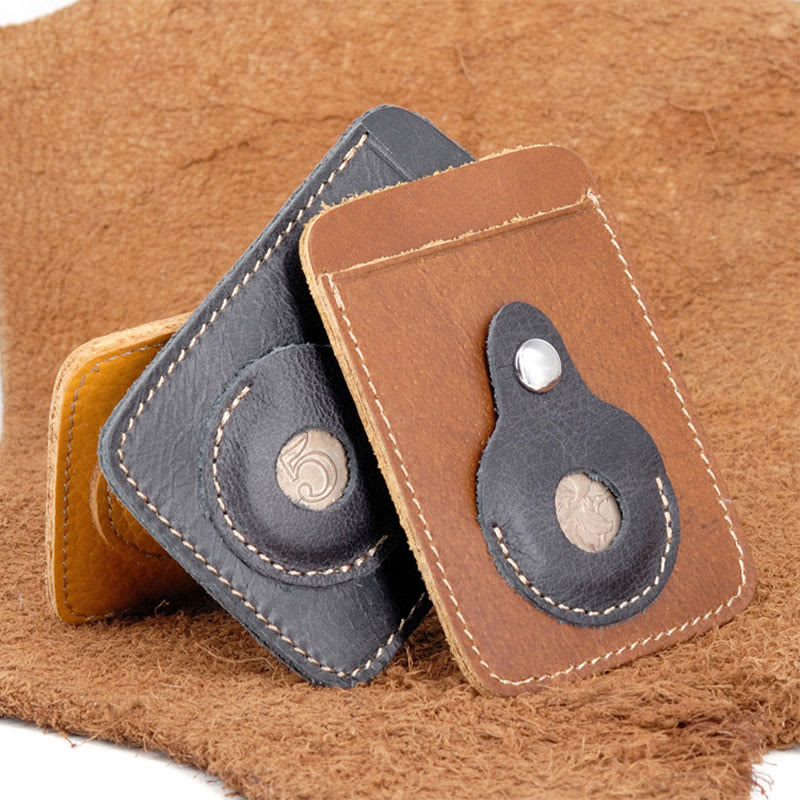 Card Holder For Shopping Cowhide Oil Wax Metal Money Clip