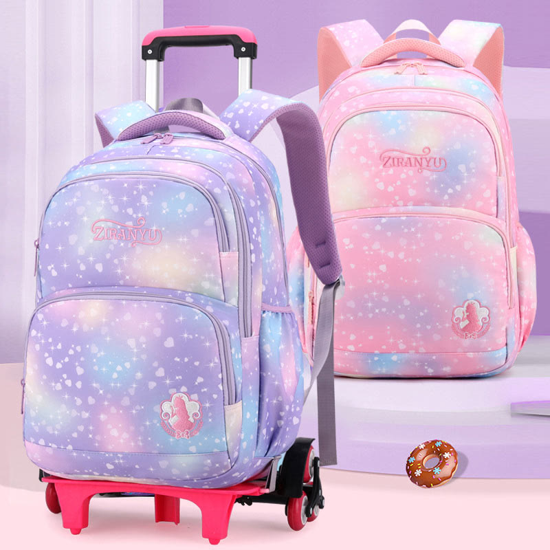 Durable Nylon School Backpack Rolling Wheel School Bag For Kids