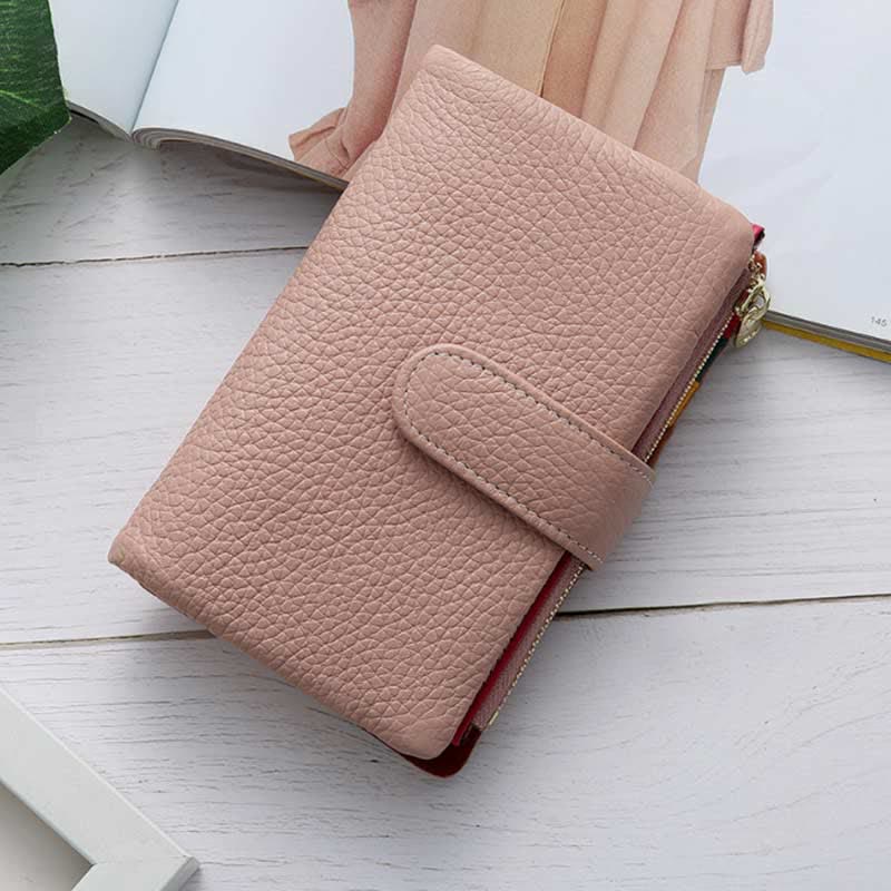 Multi-Slot Real Leather Wallet for Women RFID Blocking Bifold Compact Wallet