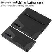 Leather Wallet Case For Galaxy Z Fold 3/4 With Removable S Pen Holder Kickstand