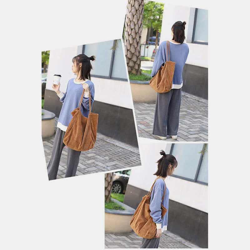 Extra Large Corduroy Tote Bag Casual Shopping Bag Shoulder Handbag