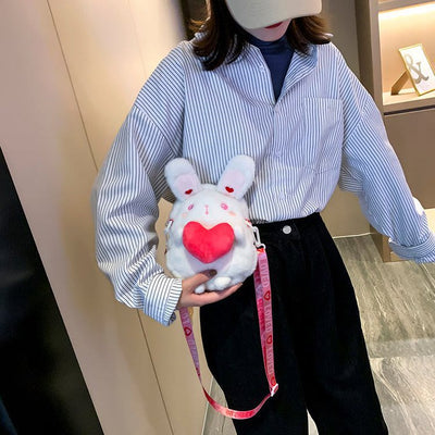 Cute Cartoon Small Backpack Lolita Rabbit Plush Bag For Girl