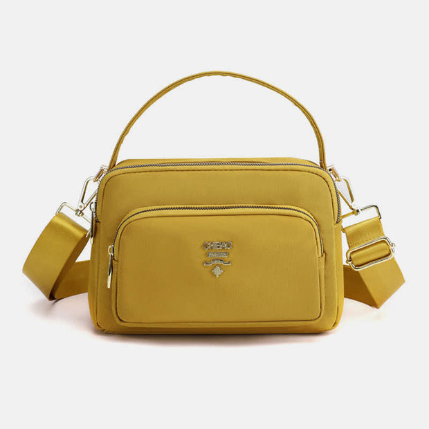 Triple Zip Crossbody Bag for Women Waterproof Lightweight Nylon Shoulder Handbag