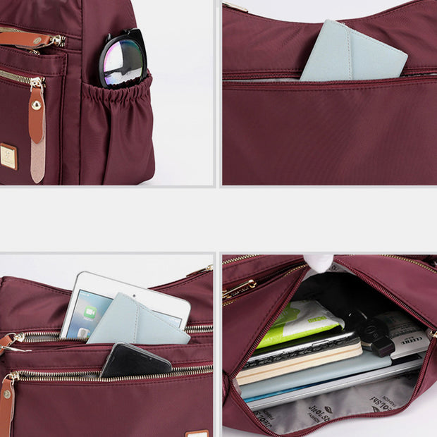 4 Zip Crossbody Nylon Purse for Women Casual Shoulder Bag