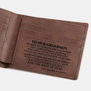 Slim Engraved Leather Wallet Bifold Front Pocket Wallet Gift for Men