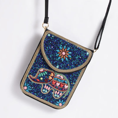 Bohemian Phone Bag Women Shell Flowers Pattern Magnetic Crossbody Bag