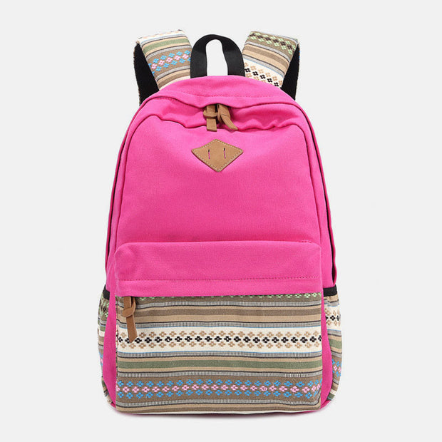 Backpack for Women Colorful Stripe Custom Canvas Student Sport Daypack