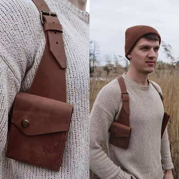 Armpit Bag for Men Leather Underarm Strap Hidden Shoulder Bag