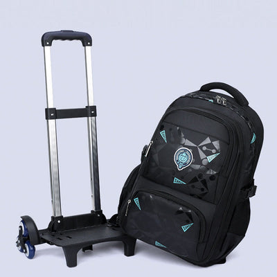 Rolling Wheels Backpack Multifunctional Travel Bookbag For Teens Students