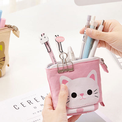 Cute Cat Pattern Appealable Canvas Daily Pencil Case Storage Bag