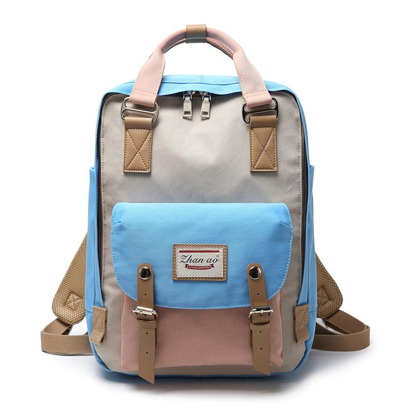 Large Capacity ColorBlock Waterproof Travel School Backpack