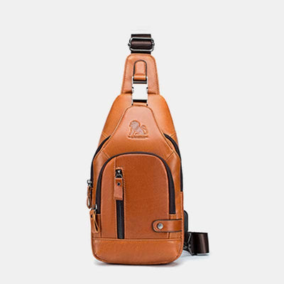 Genuine Leather Sling Bag Casual Outdoor Shoulder Backpack Chest Daypack