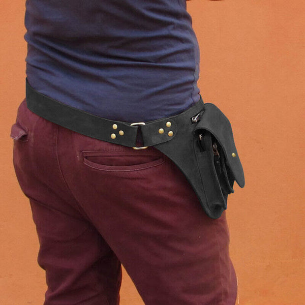 Solid Color Men Waist Bag Minimalist Punk Outdoor Belt Bag