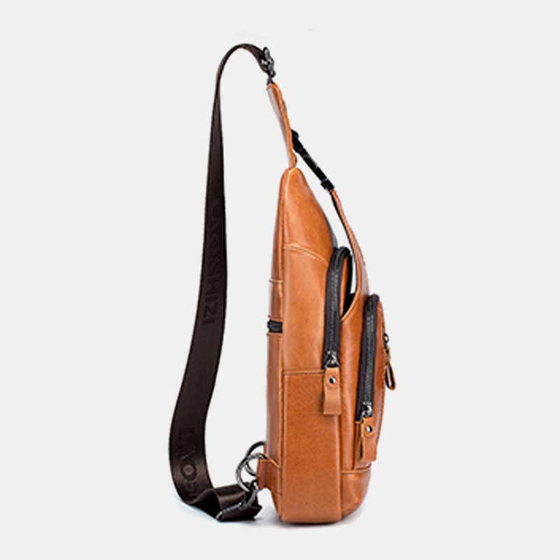 Genuine Leather Sling Bag Casual Outdoor Shoulder Backpack Chest Daypack