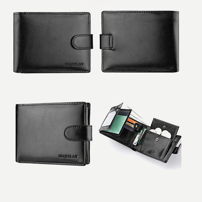 Leather Wallet for Men Extra Capacity Bifold Wallet with 3 ID Windows