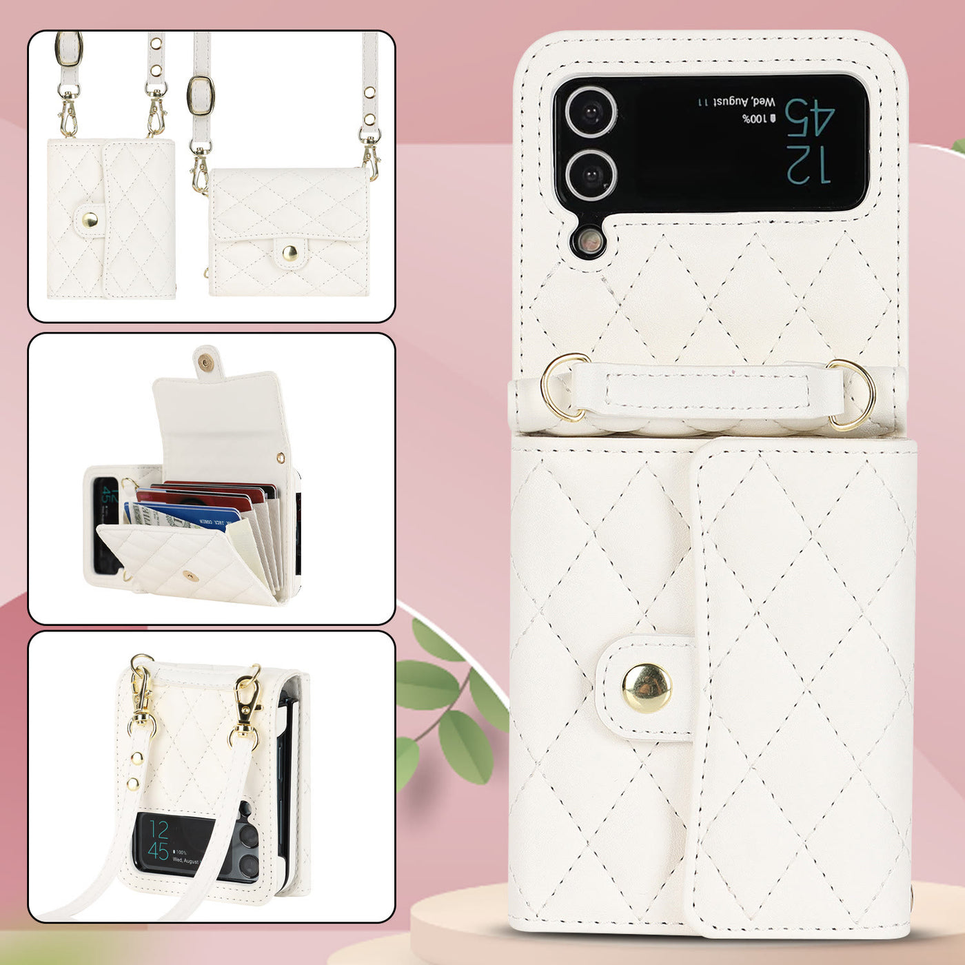 Phone Case For Daily Use Folded Diamond Pattern Crossbody Case