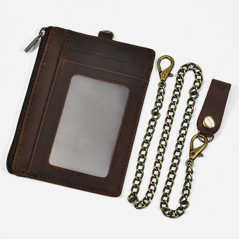 Multifunctional Wallet With Chain Protect For Men Leather Card Bag