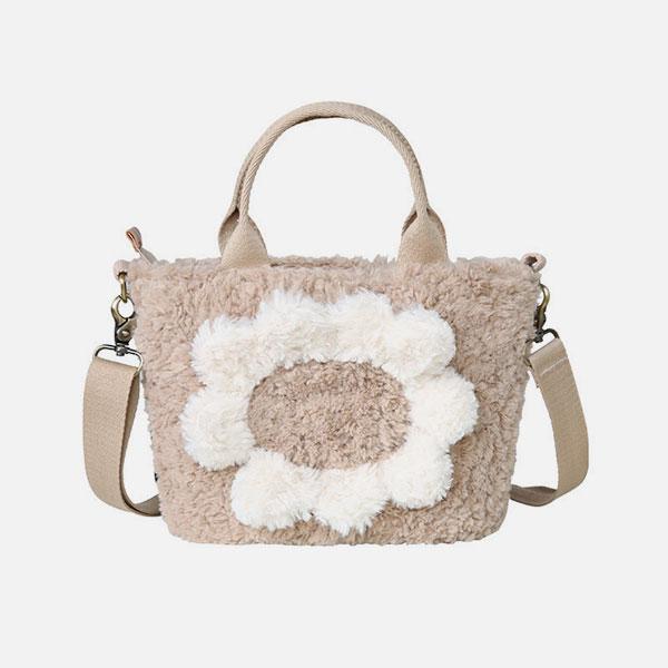 Large Capacity Cute Lamb Hair Tote Crossbody Bag