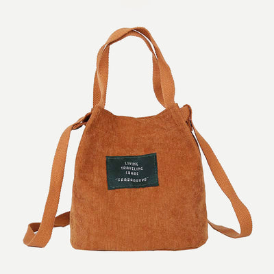 Top-Handle Bag for Women Retro Literary Corduroy Canvas Handbag