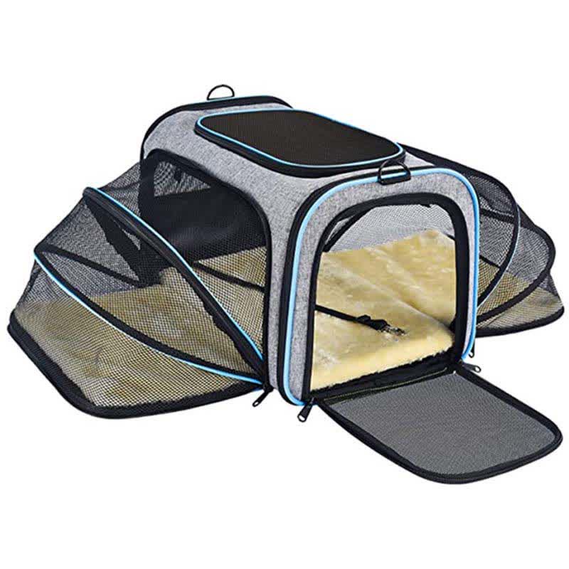 Expandable Pet Carrier Portable Soft-Sided Pet Travel Bag with Ventilated Design