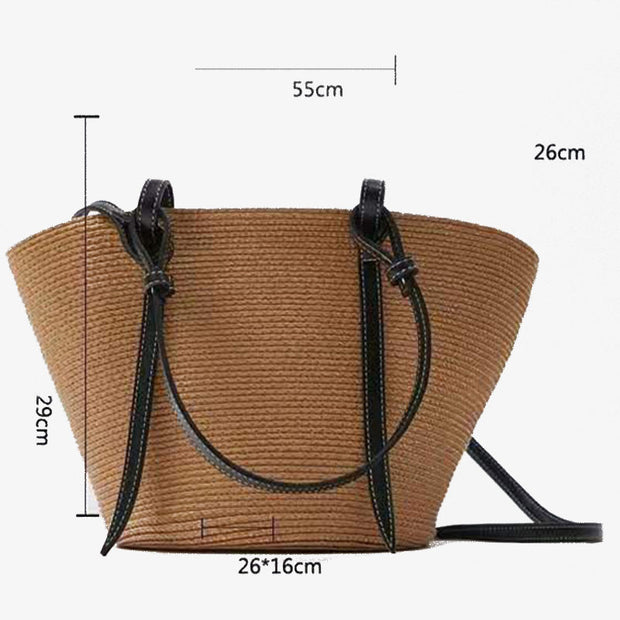 Large Straw Tote For Women Vacation Beach Shoulder Bag
