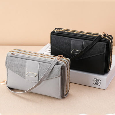 Phone Bag For Women PU Leather Multi-Slot Crossbody Zipper Purse