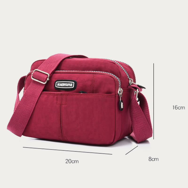 Casual Crossbody Bag For Women Waterproof Triple Layers Nylon Bag