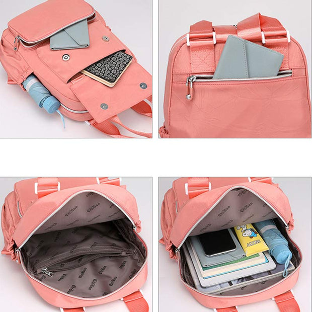 Women Nylon Convertible Backpack Lightweight Waterproof Crossbody Shoulder Bag Handbag