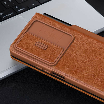 Leather Phone Case for Samsung Galaxy Z Fold 4 5G with S Pen Case