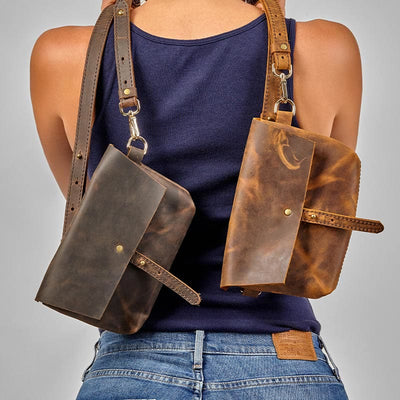 Retro Leather Waist Bag Crossbody Shoulder Bag for Women