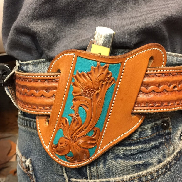 Leather Tanker Holster Women Men Outside The Waistband Carving Protective Cover