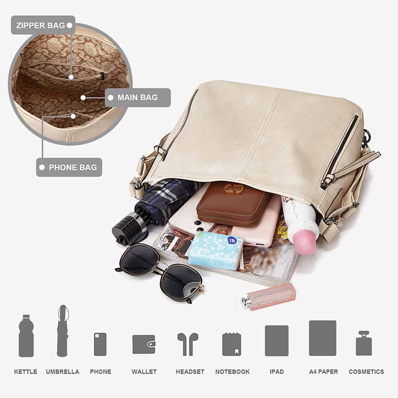 Elegant Tote Convetible Backpack Solid Color Leather Bag Set