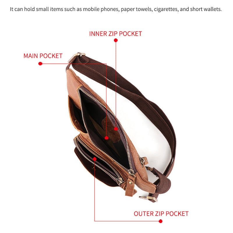 Genuine Leather Waist Bag for Men Bum Bag Waist Pouch