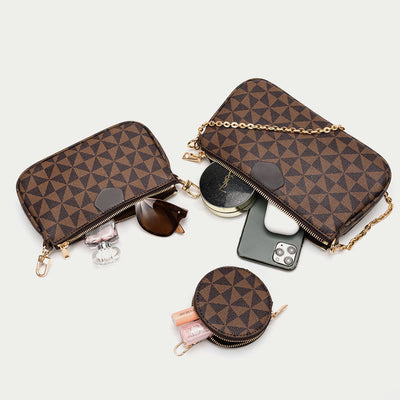 3Pcs Women Purses Checkered Crossbody Bag Shoulder Handbag with Coin Purse