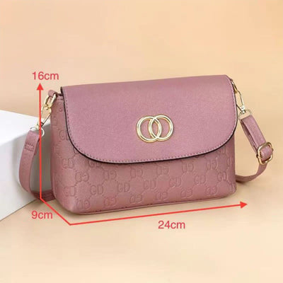 Elegant Pattern Printing Women Purse Clamshell Crossbody Leather Bag