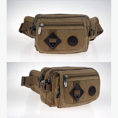 Canvas Belt Bag Outdoor Riding Mens Sports Waist Bag