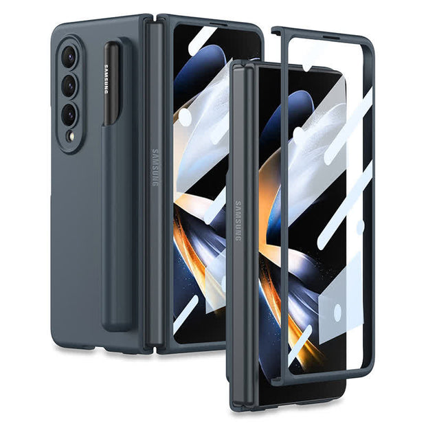 Samsung Galaxy Z Fold 3 Silicone Phone Case with Removable Pen Holder Corner Protection