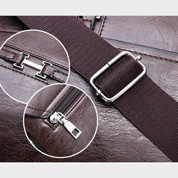 Vintage Leather Messenger Shoulder Crossbody Bag for Men Work Business