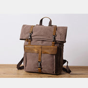 Unisex Canvas Leather Hiking Travel Backpack Rucksack School Bag Daypack