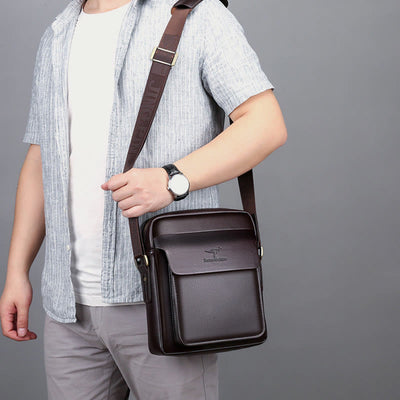 Classic Messenger Bag For Men Business Pu Leather Satchel Bag