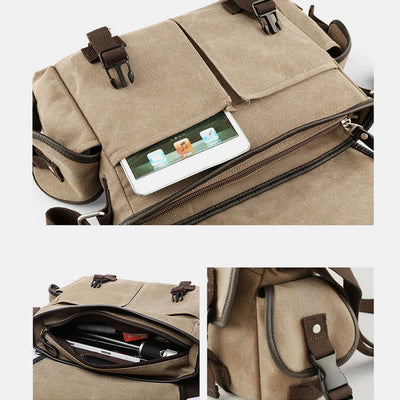 Canvas Messenger Bag Vintage Crossbody Shoulder Bag Laptop Bag Briefcase