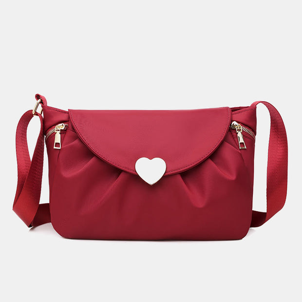 Crossbody Bag For Women Heart Buckle Waterproof Oxford Bag