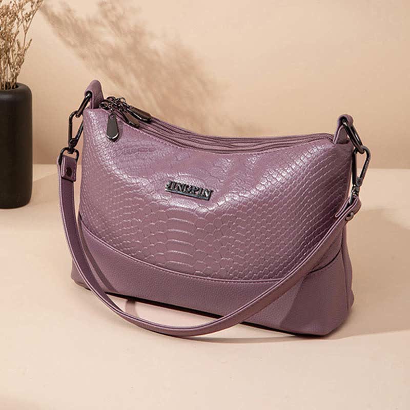 Triple Compartment Crossbody Bag for Women Vegan Leather Bucket Bag