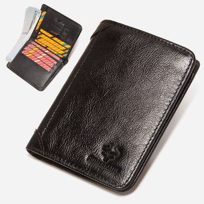 Ultra Thin Trifold Wallet For Men RFID Leather Short Purse