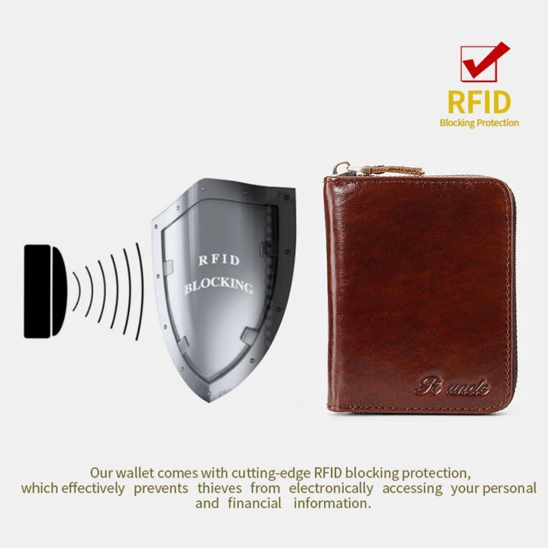 Vertical Multi-Slot Retro RFID Leather Wallet