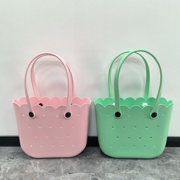 EVA Lace Handbag For Travel Minimalist Solid Color Beach Purse