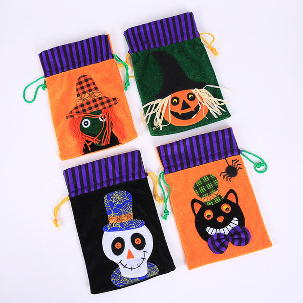 Halloween Decoration Candy Bag Velvet Pumpkin Witch Gift Bag