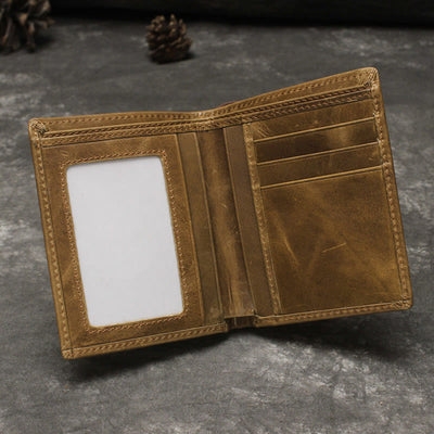 Wallet For Men Minimalist Retro Horse Print Leather Money Clip Short Purse